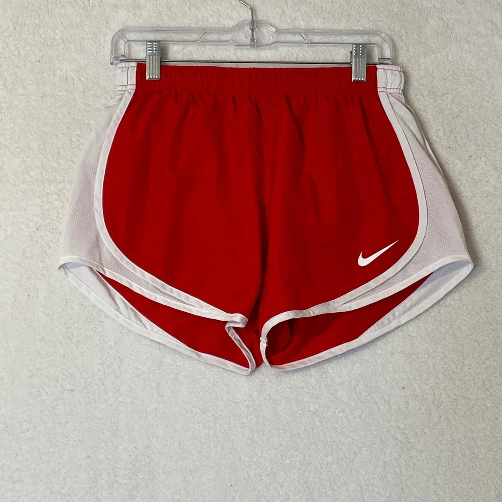 Nike Dri-FIT Tempo Running Shorts Red White Mesh Athletic Gym Womens Medium